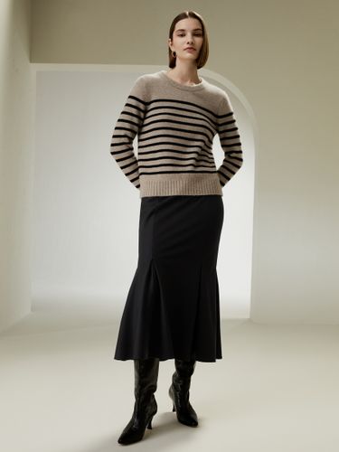 LILYSILK Pulls Cachemire Camel À Rayures Noires Col Et Ourlet Côtelés 100 % Cachemire S'Adapte À La Forme Du Corps L - LILYSILK - Modalova