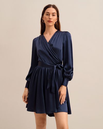 LILYSILK Robe Soie La robe portefeuille Linaria Navy Blue XS - LILYSILK - Modalova