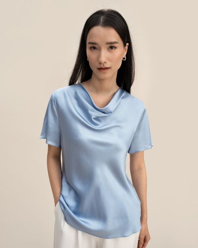 LILYSILK Tee Shirt En Soie Cou De Capot, Ajustement Régulier 100% Soie Naturelle Naturellement Antibactérien 34 - LILYSILK - Modalova