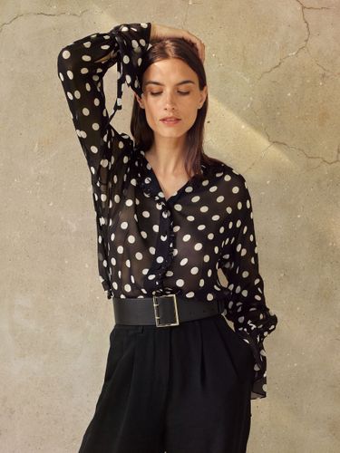 LILYSILK Chemisier En Soie Motif À Pois, Trumpet Sleeve Matière Georgette Sans Produits Chimiques Nocifs M - LILYSILK - Modalova