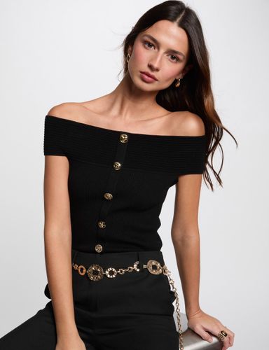Pull col bardot noir femme - Morgan - Modalova