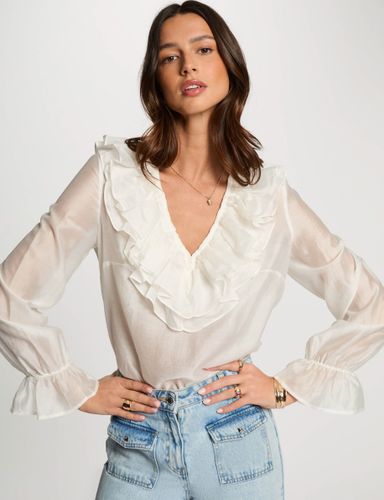 Blouse manches longues blanc femme - Morgan - Modalova