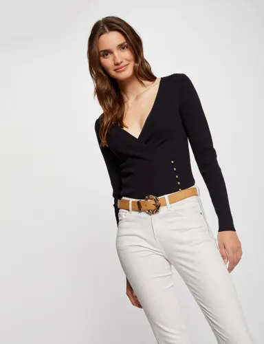 Pull manches longues col cache-coeur - Morgan - Modalova