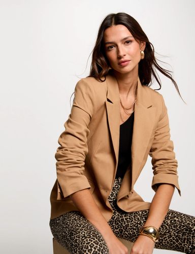 Blazer court boutonné camel femme - Morgan - Modalova