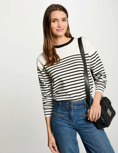 Pull col rond rayé blanc femme - Morgan - Modalova