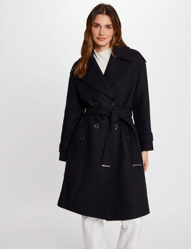 Manteau long ceinturé marine femme - Morgan - Modalova