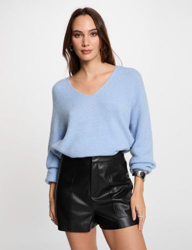 Pull col en V bleu femme - Morgan - Modalova
