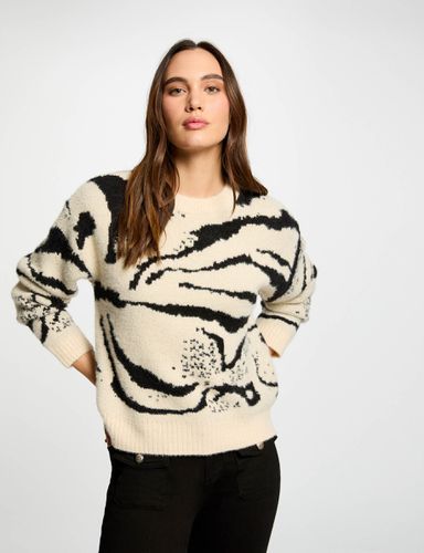 Pull col rond imprimé beige femme - Morgan - Modalova