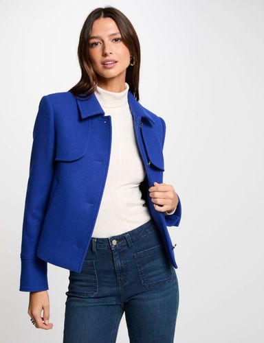 Manteau court boutonné bleu femme - Morgan - Modalova