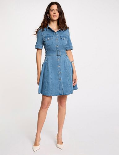 Robe courte patineuse en jean - Morgan - Modalova