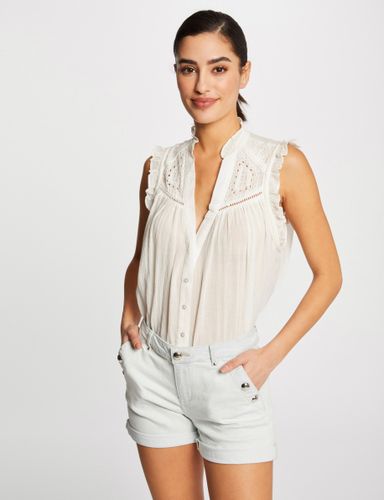 Short slim en jean à pont jean bleached - Morgan - Modalova