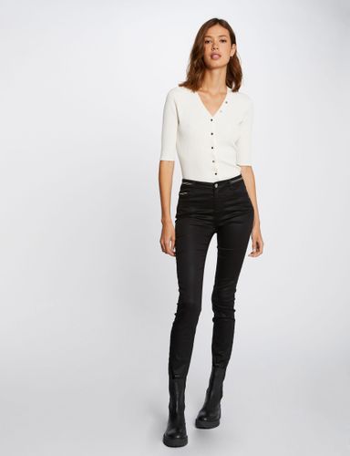 Pantalon slim enduit noir femme - Morgan - Modalova