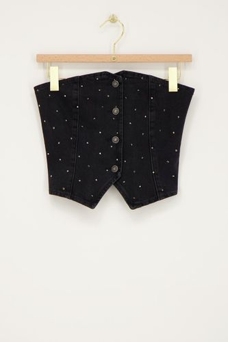 Top bustier en denim avec strass | - My jewellery - Modalova