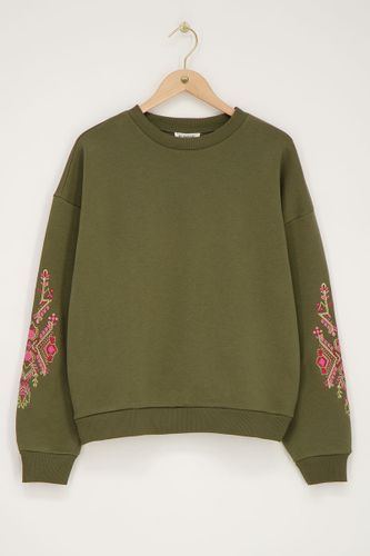 Sweat foncé avec broderie rose | - My jewellery - Modalova