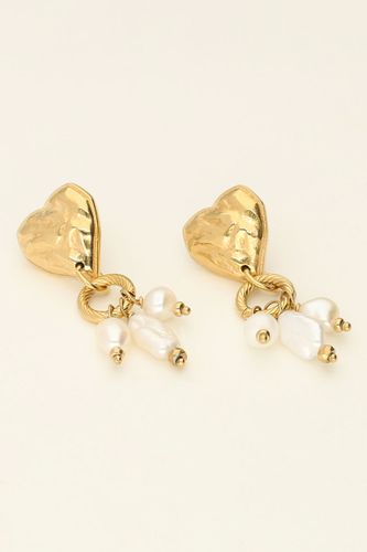 Boucles d’oreilles longues cœur et perles d'eau douce | - My jewellery - Modalova