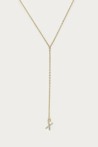 Long collier en Y à initiale avec strass | - My jewellery - Modalova