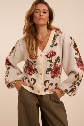 Cardigan en jacquard avec boutons fleuris | - My jewellery - Modalova