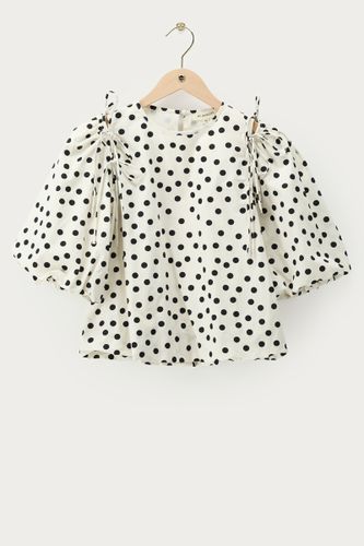 Top ballon à pois noirs et blancs avec nœuds et manches bouffantes | - My jewellery - Modalova