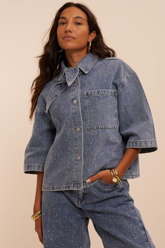 Chemise en denim avec écharpe et strass | - My jewellery - Modalova