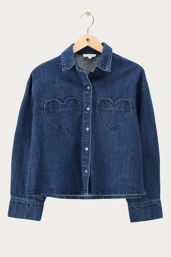 Chemise en denim bleu avec poches en forme de cœur | - My jewellery - Modalova