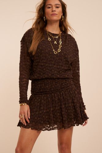 Robe en dentelle foncé avec imprimé floral et volants | - My jewellery - Modalova