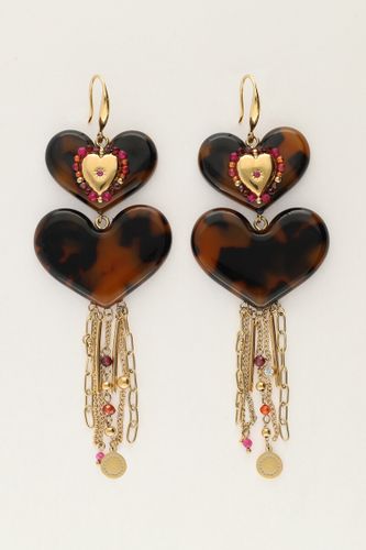 Boucles d'oreilles avec cœurs et cordons imprimés léopard | - My jewellery - Modalova