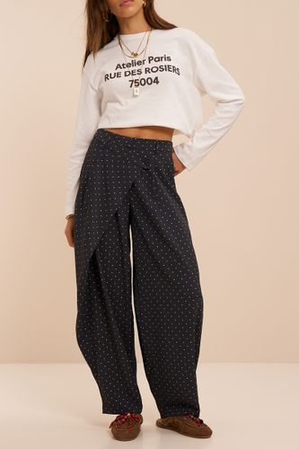 Pantalon barrel gris avec drapé et pois | - My jewellery - Modalova
