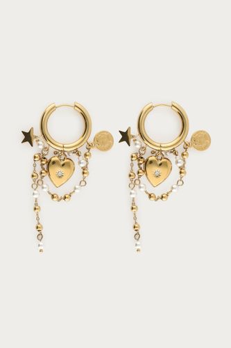 Boucles d'oreilles chaîne avec cœur et perles fantaisie | - My jewellery - Modalova