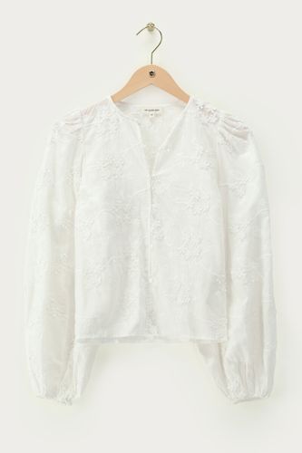Chemise blanche à manches trompettes et fleurs en 3D | - My jewellery - Modalova