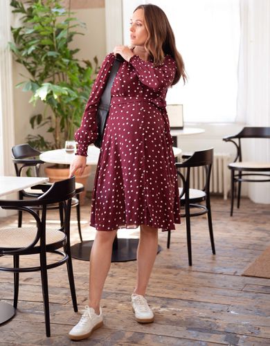 Burgundy Polka Dot Maternity & Nursing Shirt Dress | - Seraphine - Modalova