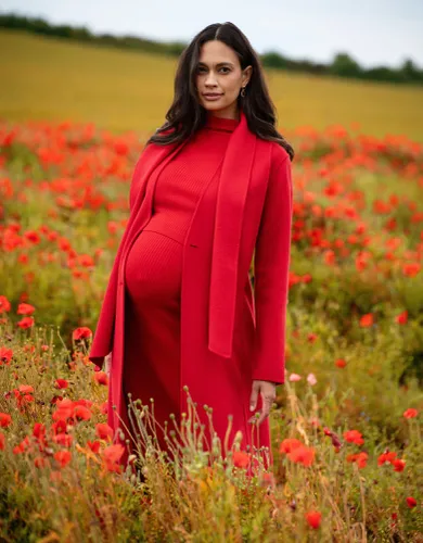 Manteau de grossesse en laine à double boutonnage avec écharpe | - Seraphine - Modalova