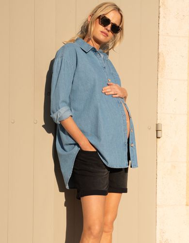 Chemise de grossesse en jean avec ourlet arrondi - Seraphine - Modalova