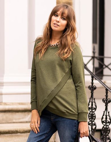 Sweat grossesse et allaitement croisé en mélange de coton - olive | - Seraphine - Modalova