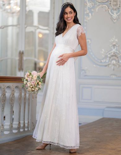Long Lace V Neck Maternity Bridal Gown | - Seraphine - Modalova