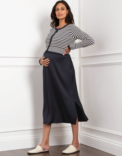 Scalloped Nursing Cardigan with Maternity Woven Skirt | - Seraphine - Modalova