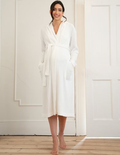 Robe de chambre gaufrée à capuche en coton - Seraphine - Modalova