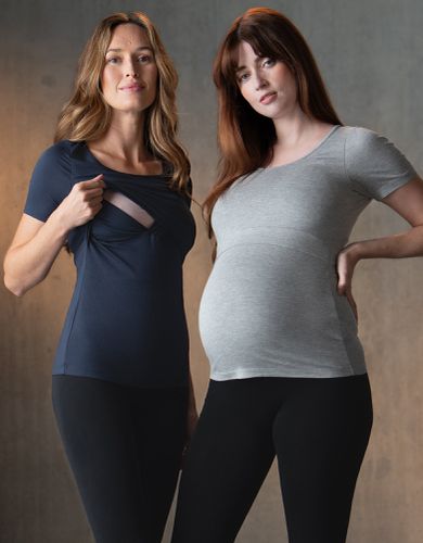 Twin Pack Maternity & Nursing T-Shirts - & Grey | - Seraphine - Modalova