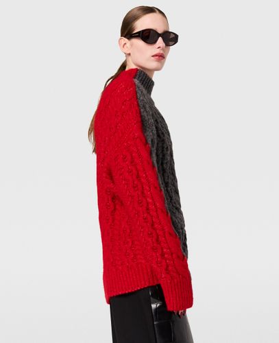 Pull à col roulé en maille torsadée à manches en dentelle, , , Taille: XS - Stella McCartney - Modalova