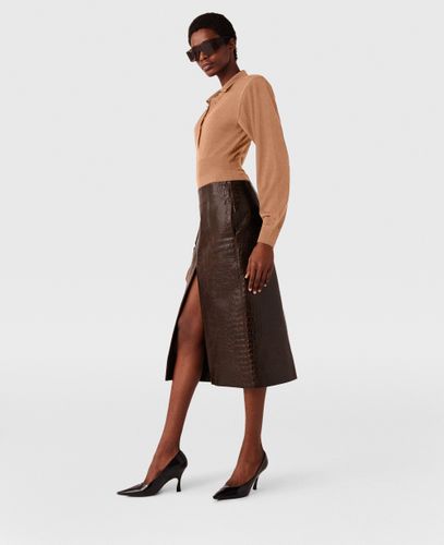 Jupe midi crocodile embosse, , , Taille: 38 - Stella McCartney - Modalova