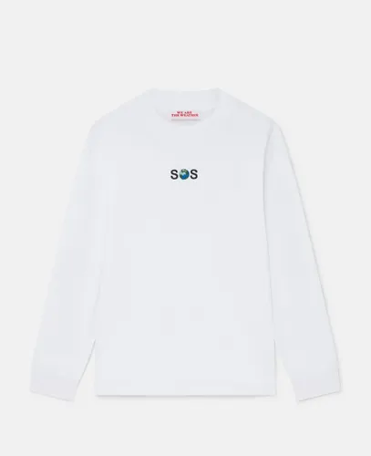 SOS Embroidered Long-Sleeve T-Shirt, , Taille: XS - Stella McCartney - Modalova