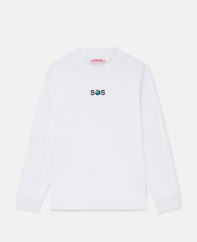 SOS Embroidered Long-Sleeve T-Shirt, , Taille: XXS - Stella McCartney - Modalova