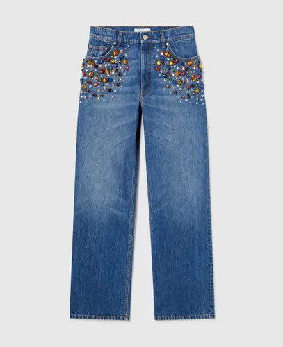 Jean droit avec ornement en cristaux, , Taille: 25 - Stella McCartney - Modalova