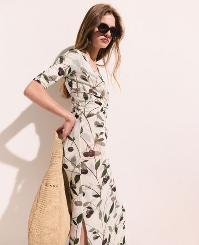 Robe midi a manches mi longues en mesh avec imprime cerises, , , Taille: M - Stella McCartney - Modalova