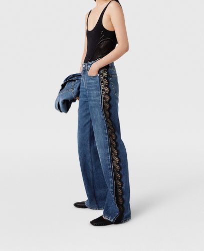 Jean droit a taille haute et dentelle, , , Taille: 26 - Stella McCartney - Modalova