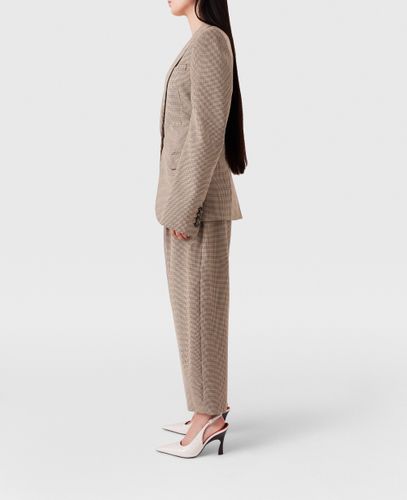 Pantalon plisse en laine pied de poule, , , Taille: 40 - Stella McCartney - Modalova