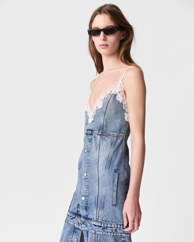 Robe longue a col en V avec delavage vintage, , , Taille: XS - Stella McCartney - Modalova