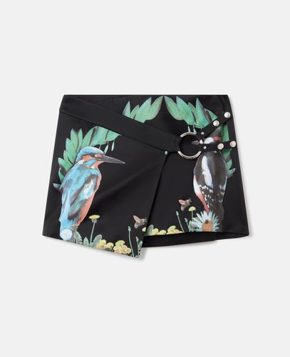Mini jupe portefeuille en satin imprime ecussons d oiseaux, , , Taille: 42 - Stella McCartney - Modalova