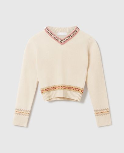 Pull court Fair Isle à col en V, , Taille: L - Stella McCartney - Modalova