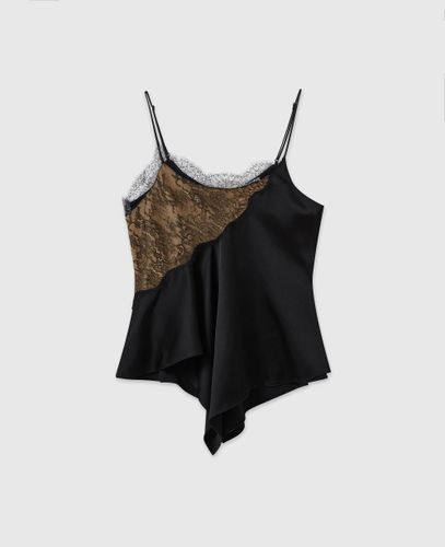 Haut caraco en satin avec bordures en dentelle, , Taille: 42 - Stella McCartney - Modalova