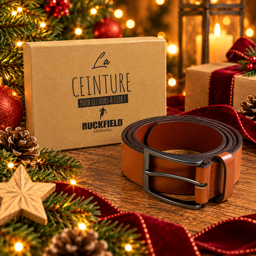 Ceinture en cuir cognac et porte-clé - Ruckfield - Modalova